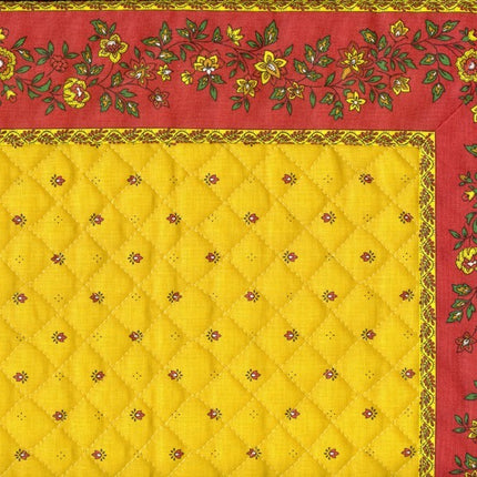 Set de table exclusif cadré jaune rouge fleur rouge