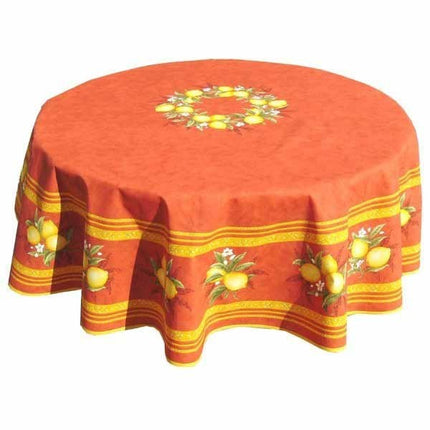 Nappe ronde coton citron orange1m80