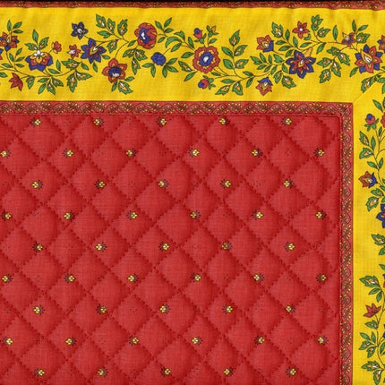 Set de table exclusif cadré rouge jaune fleur jaune