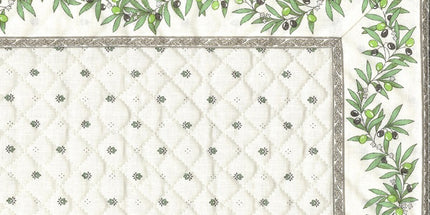 set de table exclusif cadré écru vert olive blanc