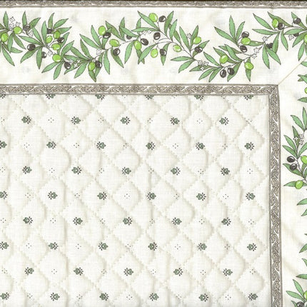 set de table exclusif cadré écru vert olive blanc