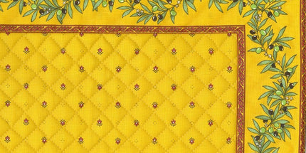 set de table exclusif cadré jaune rouge olive jaune