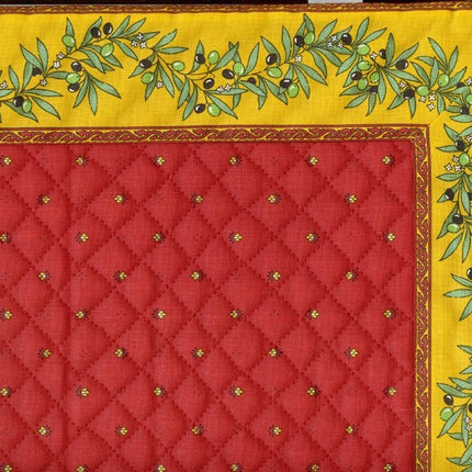 set de table exclusif cadré rouge jaune olive jaune