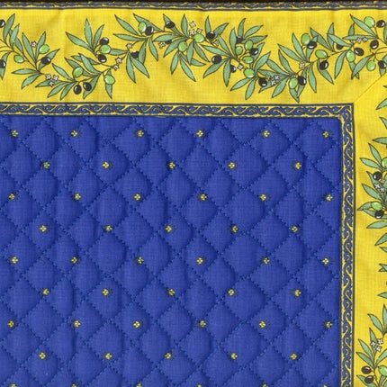 set de table exclusif cadré bleu jaune olive jaune