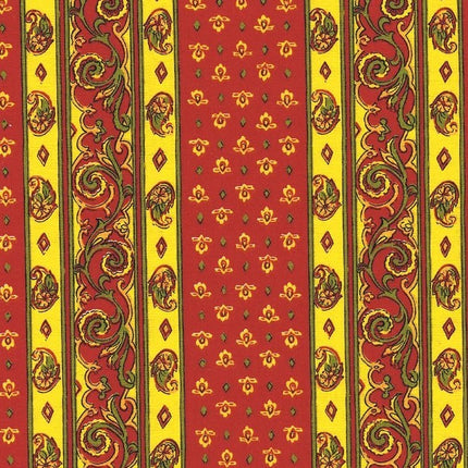 Tissu  au mètre coton  provençal Grasse  rouge jaune rayure