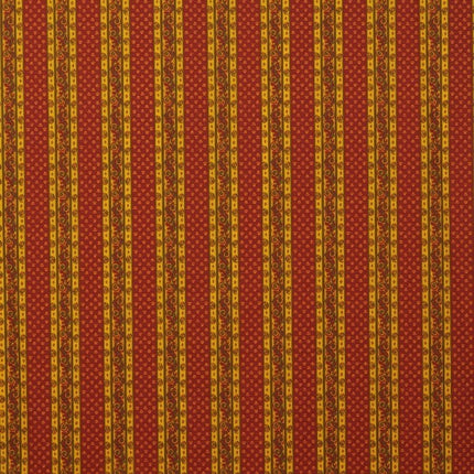 Tissu  au mètre coton  provençal Grasse  rouge jaune rayure