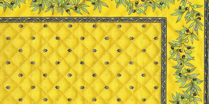 set de table exclusif cadré jaune bleu olive jaune