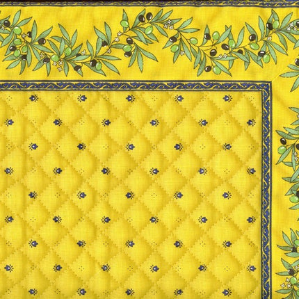 set de table exclusif cadré jaune bleu olive jaune