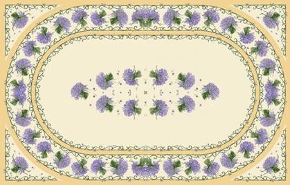 Nappe coton  bouquet de lavande écru bleu 2m50/1m60