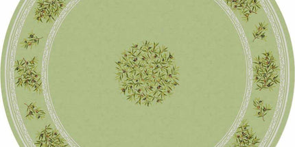 Nappe ronde coton enduit clos des oliviers vert 1m80