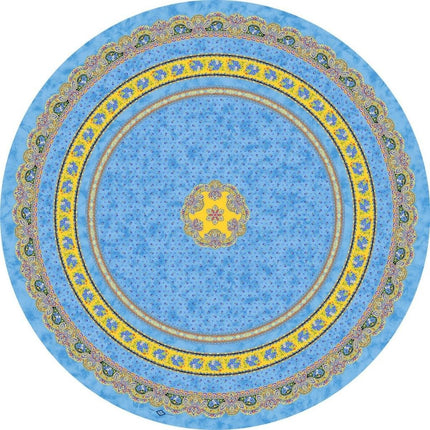 Nappe ronde coton enduit  tradition bleu1m80