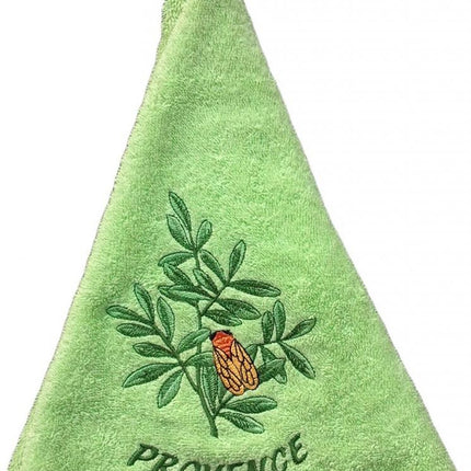Essuie main rond en éponge  cigale vert