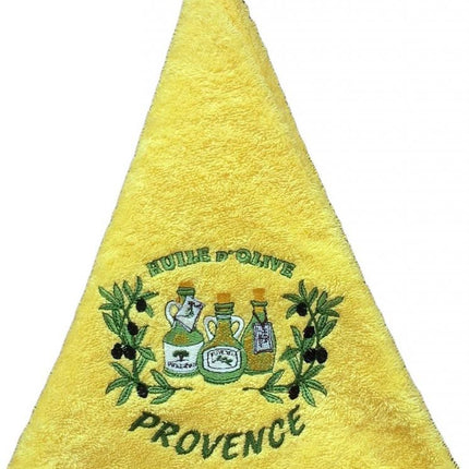Essuie main rond en éponge huile d'olive Provence jaune
