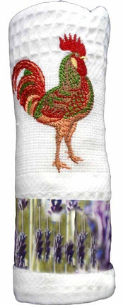 Torchon nid d'abeille coq blanc
