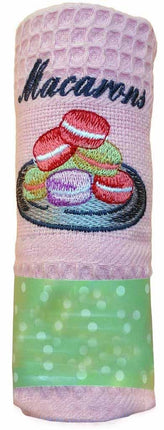 Torchon nid d'abeille macaron rose