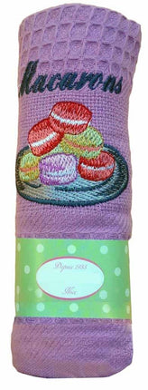 Torchon nid d'abeille macaron parme