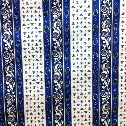 Tissu  au mètre coton  provençal blanc bleu rayure bm2