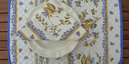 Set de table faïence de moustier bleu