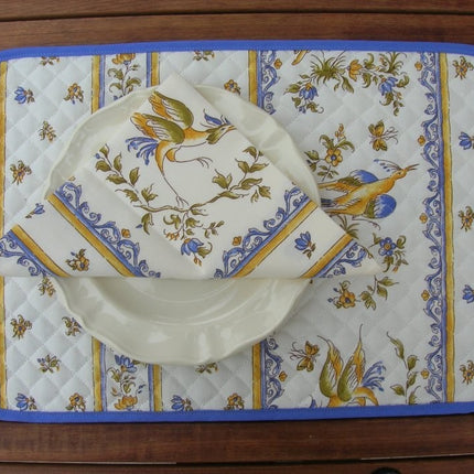 Set de table faïence de moustier bleu