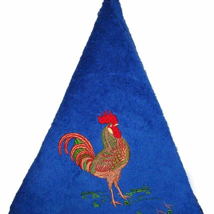 Essuie main rond en éponge coq bleu