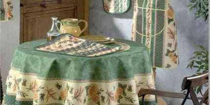 Nappe ronde 1m80 Abeille Vert anti tache infroissable