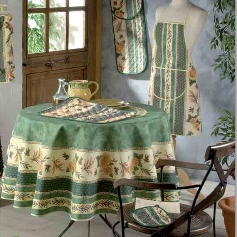 Nappe ronde 1m80 Abeille Vert anti tache infroissable
