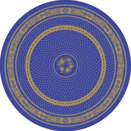 Nappe ronde jacquard coton tissé  2m30 Bastide  bleu jaune