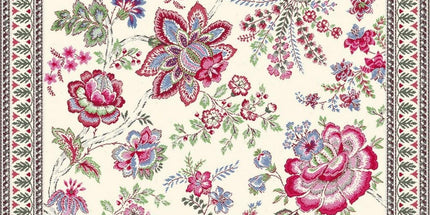 Nappe carrée jacquard  garance fushia bleu   1m45/1m45