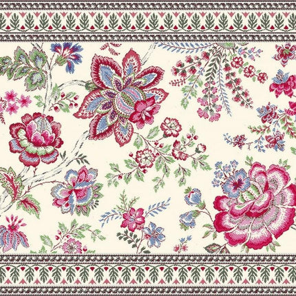 Nappe carrée jacquard  garance fushia bleu   1m45/1m45