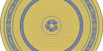 Nappe ronde jacquard coton tissé  2m30 Bastide jaune bleu