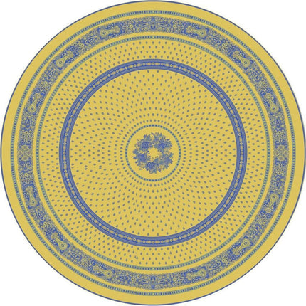 Nappe ronde jacquard coton tissé  2m30 Bastide jaune bleu