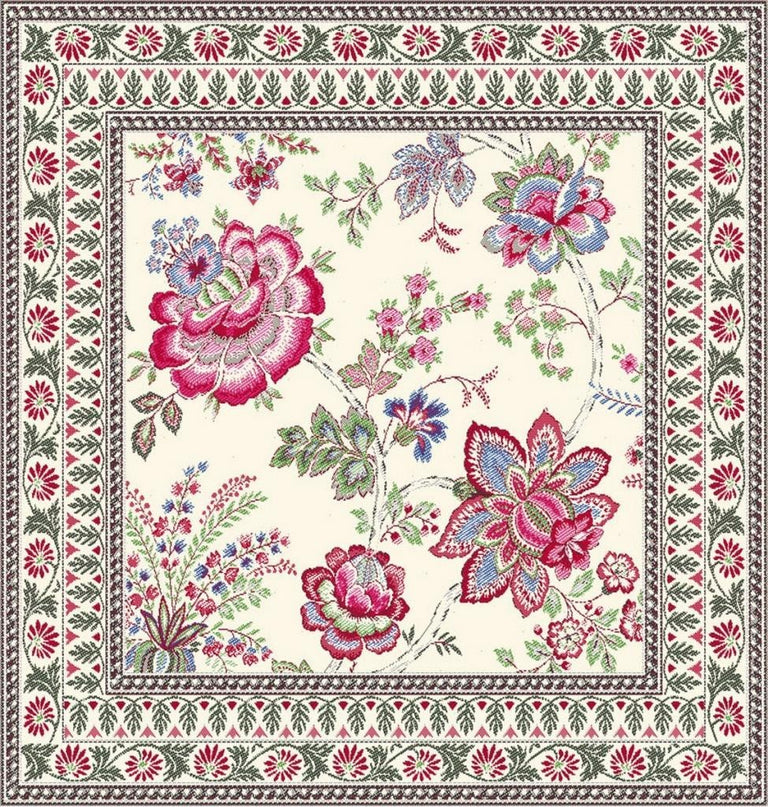 Housse de coussin tissé jacquard Garance fushia bleu 45cm/45cm