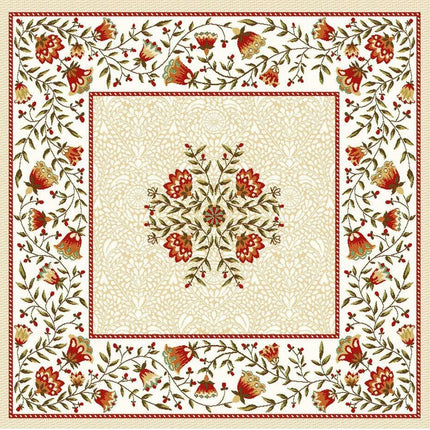 Housse de coussin tissé jacquard Aubrac écru orange 45cm/45cm