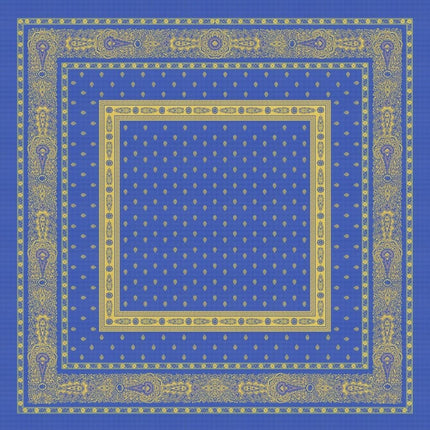 Nappe 160cm x 260 cm Jacquard Bastide bleu traité téflon
