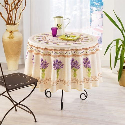 Nappe lavandou ecru 1m80 anti tache infroissable