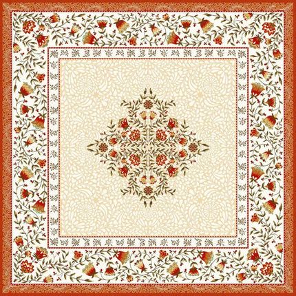 Tapis de Table Jacquard aubrac écru orange 75x75 cm