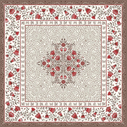 Tapis de Table Jacquard aubrac taupe rouge 75x75 cm