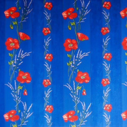 Nappe coquelicot lavande bleu coton enduit plastifié 3m/1m55