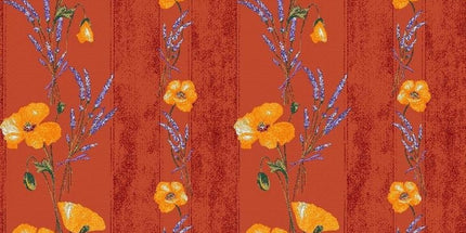 Nappe coquelicot lavande rouge coton enduit plastifié 3m/1m55