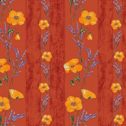 Nappe coquelicot lavande rouge coton enduit plastifié 3m/1m55