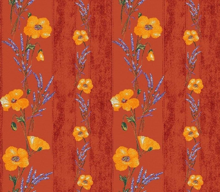 Nappe coquelicot lavande rouge coton enduit plastifié 3m/1m55