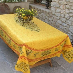 Nappe coton olive les baux jaune 2m50/1m60