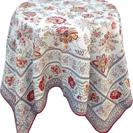 Nappe carrée jacquard  garance jaune rouge   1m45/1m45