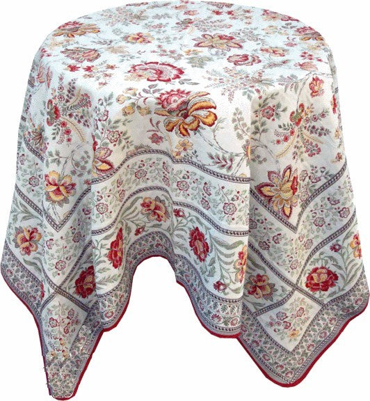Nappe carrée jacquard  garance jaune rouge   1m45/1m45