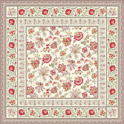 Nappe carrée jacquard  garance jaune rouge   1m45/1m45