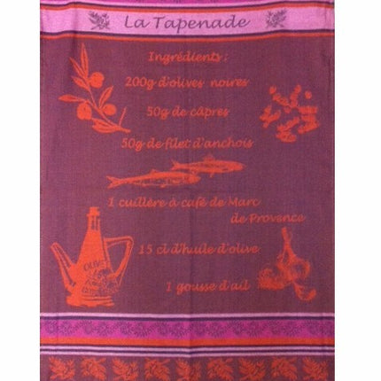 Torchon coton tissé  jacquard tapenade violet