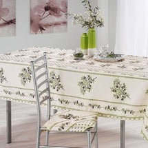 Nappe olivou écru vert rectangle 2m40