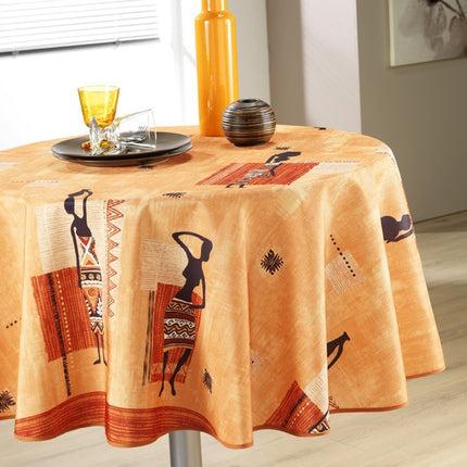 Nappe ovale anti tache infroissable africaine orange150cm x 240cm