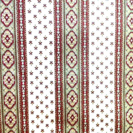 Tissu  au mètre coton  provençale écru bordeau rayure