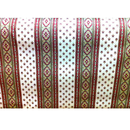 Tissu  au mètre coton  provençale écru bordeau rayure